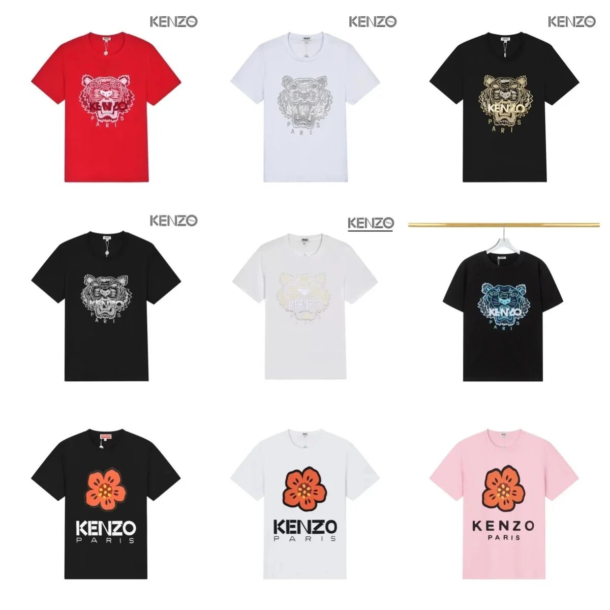 KENZO Tiger and Flower Graphic T-Shirts - 002125