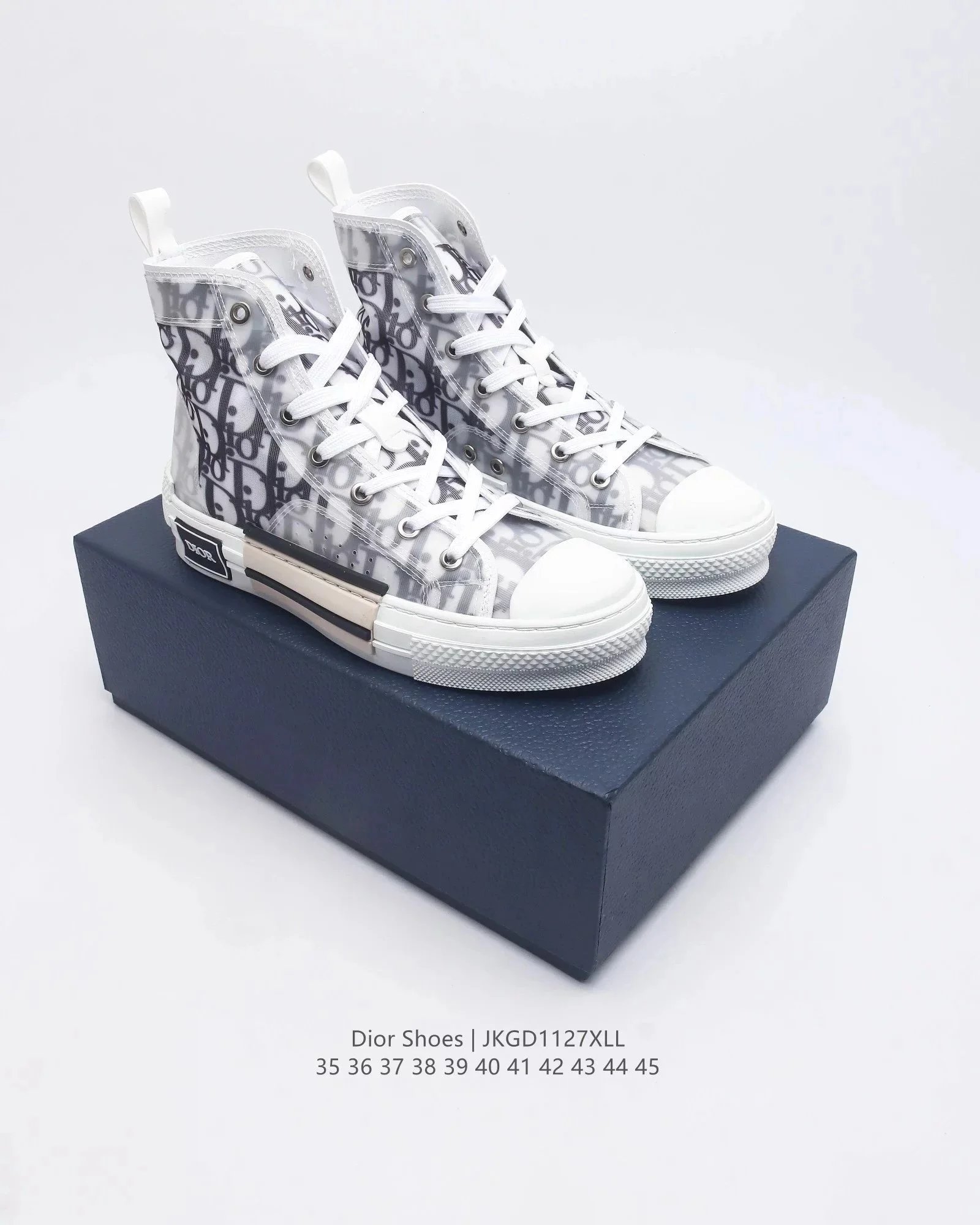 Dior B23 White Monogram High-Top Sneakers
