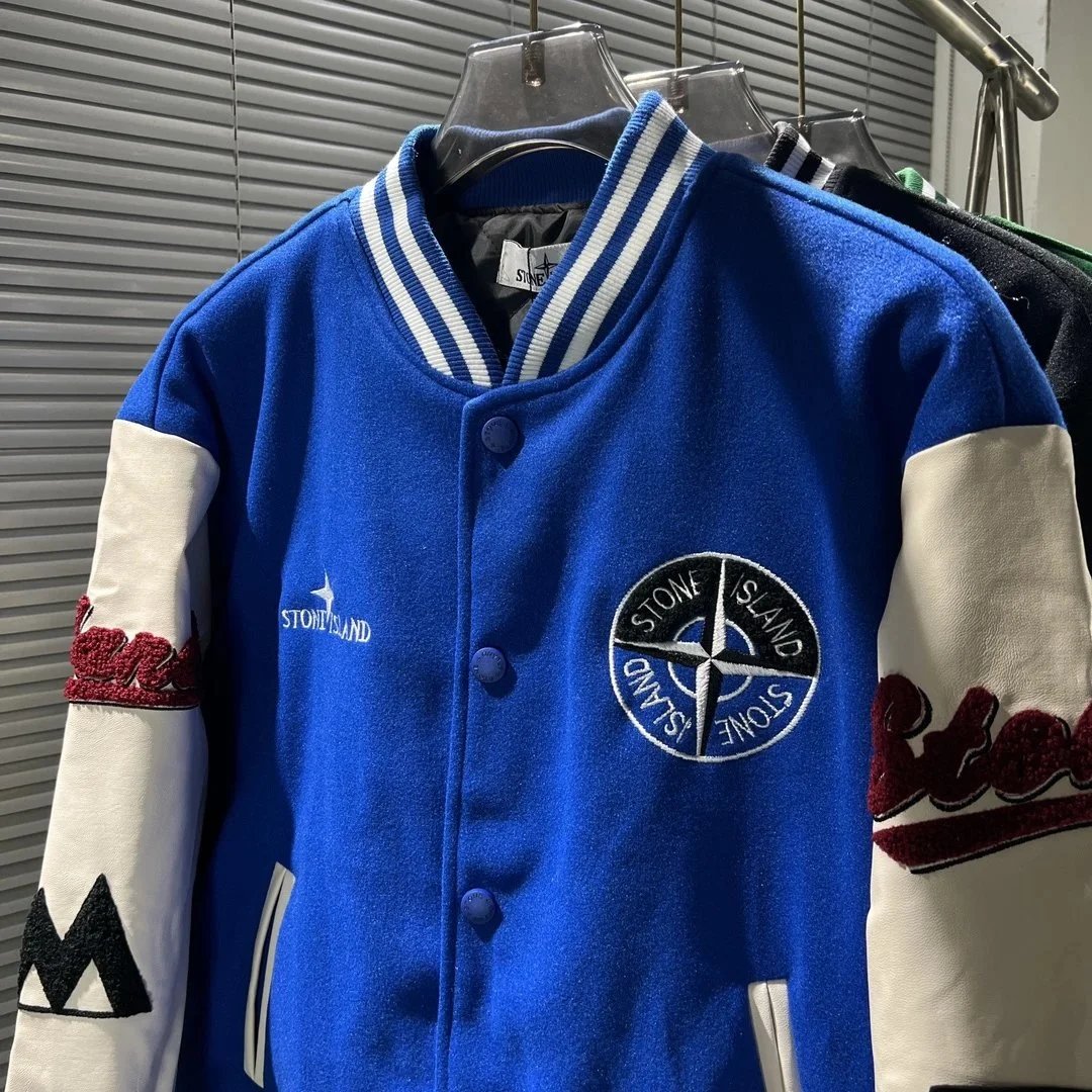 Stone Island Varsity Jacket Black White Casual