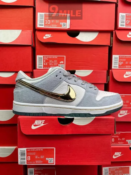Nike SB Dunk Low PRM Metallic Gold Gray Sneakers - 1