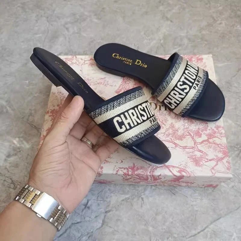Dior Slippers Dway Embroidered Slide Sandals — 07