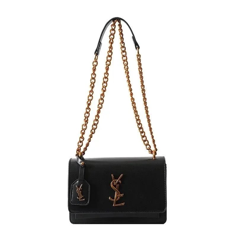 Saint Laurent Monogram Black Leather Chain Shoulder Bag