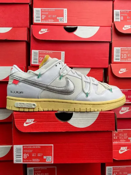 Nike x Off-White Dunk Low Retro White/Black-Silver Sneakers - 1