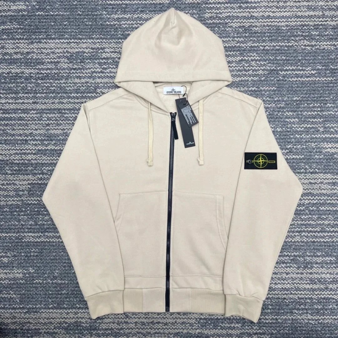 Stone Island Stone Island Hoodie in Beige with Black Zipper Beige