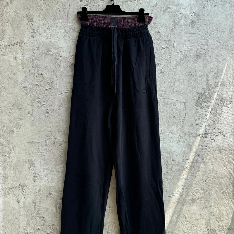 Wide-Leg Drawstring Pants Black