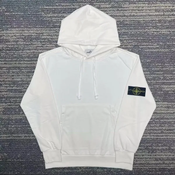 Stone Island Compass Logo Hoodie White - 1