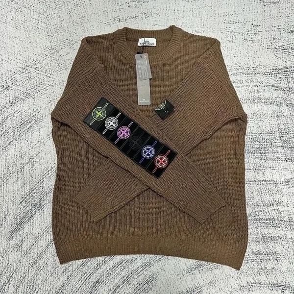 Stone Island Ribbed Knit Sweater Olive Brown - 1
