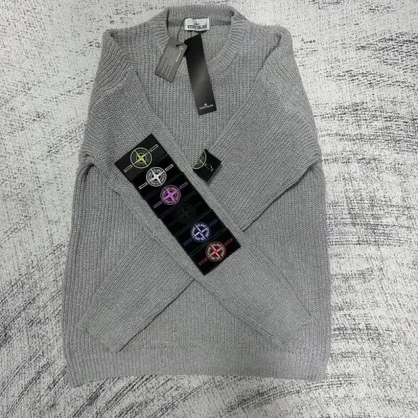 Stone Island Knit V-Neck Sweater Gray - 1