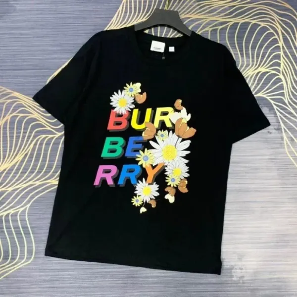 Burberry Floral Logo Print Black T-Shirt - 1