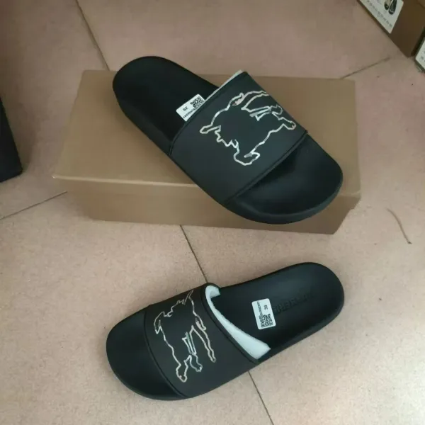 Burberry Horseferry Print Slide Sandals Black - 1