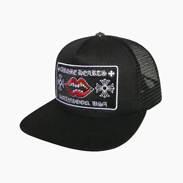 Chrome Hearts Lip Patch Trucker Hat Black - 1