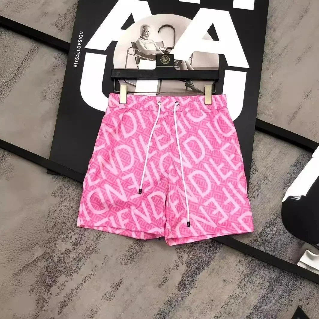 Fendi Logo Print Pink Black Gray Beige Swim Shorts