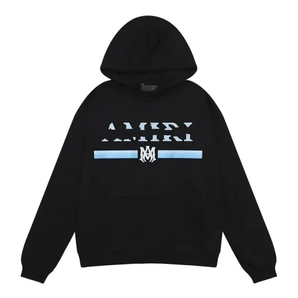 Amiri AMIRI Logo Stripe Hoodie Black - 1