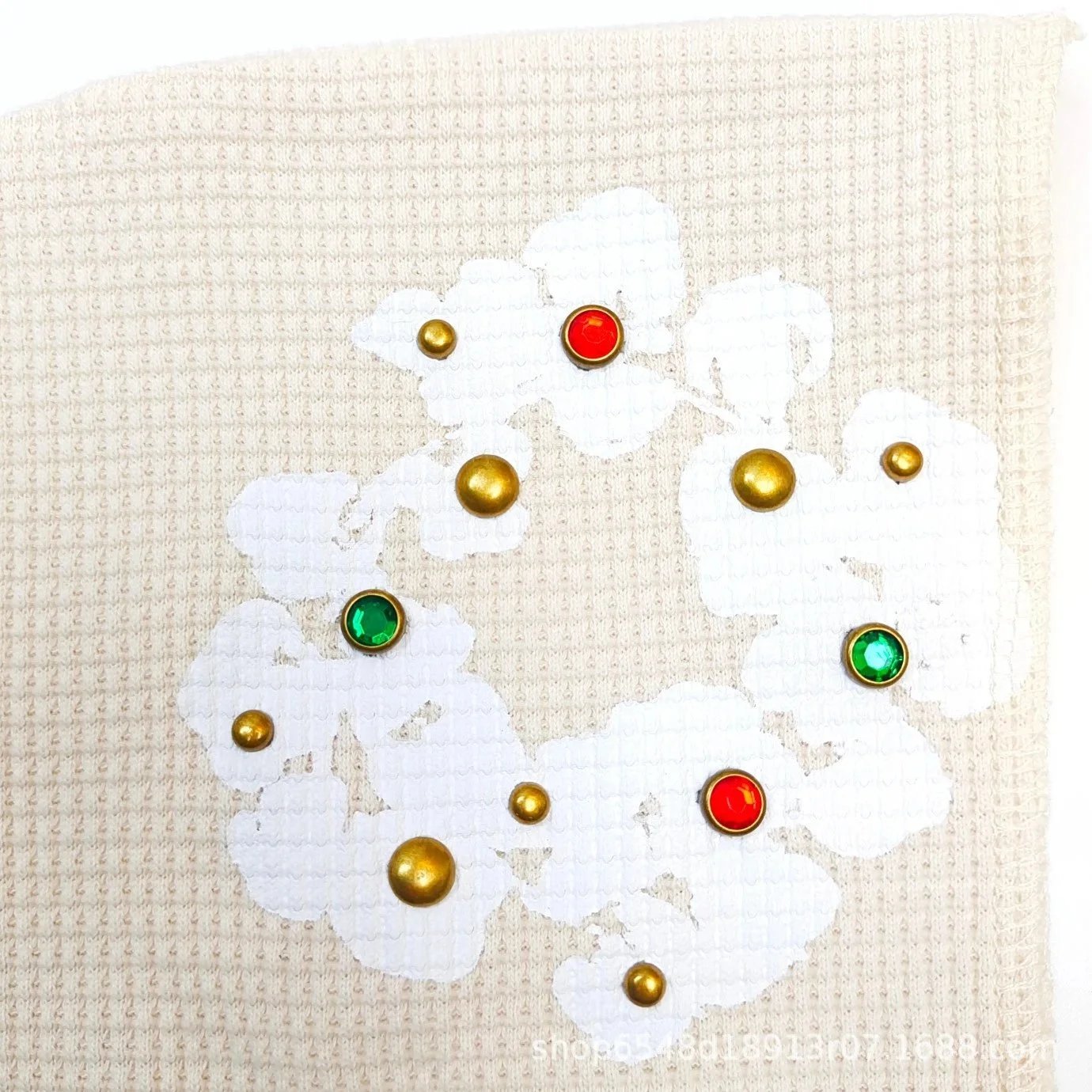 Embroidered Floral Knit Scarf Beige Accessories - 4