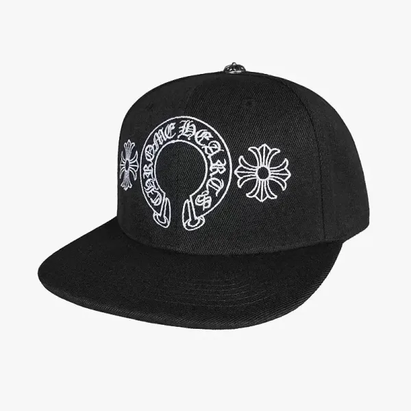 Chrome Hearts Horseshoe Cross Embroidered Black Baseball Cap - 1