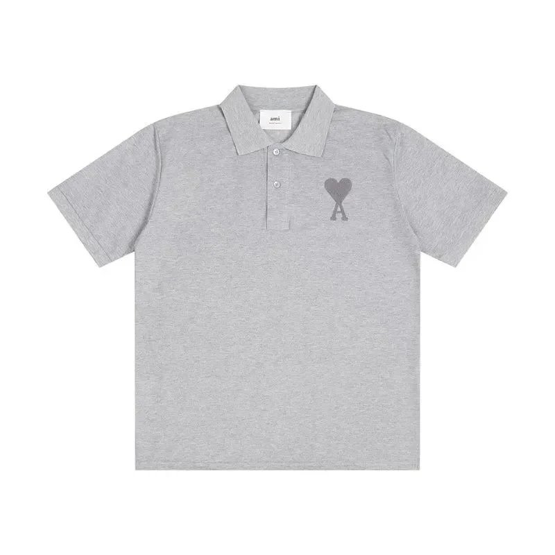 Ami Paris AMI Paris Grey Heart Logo Polo Shirt Grey