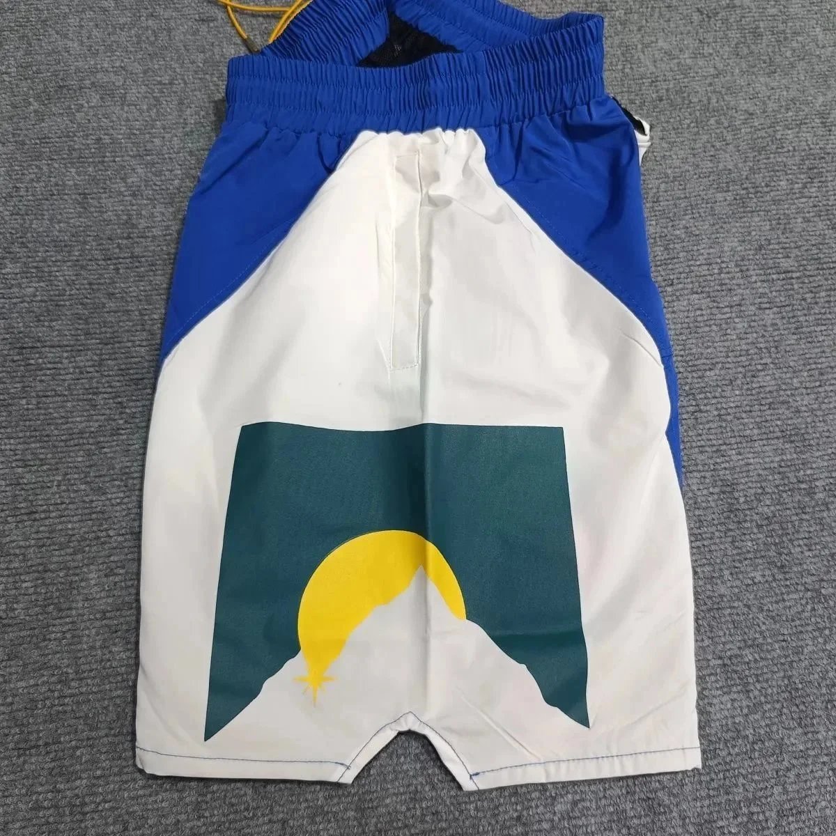 Abstract Print Black White Green Yellow Sporty Shorts