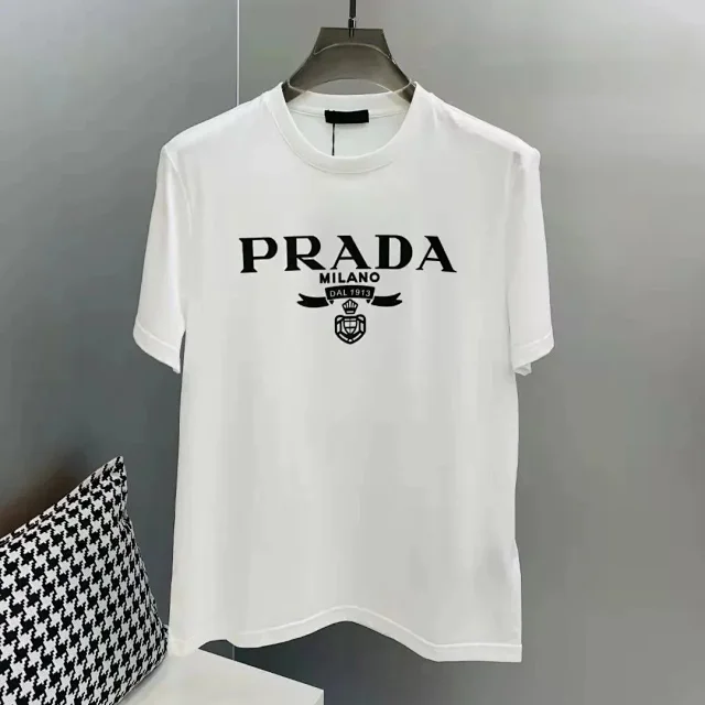 Prada T-Shirts Short-Sleeve Logo Print product detail image 8