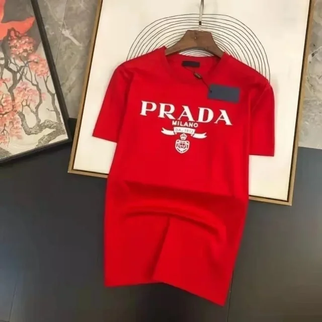 Prada T-Shirts Short-Sleeve Logo Print product detail image 9
