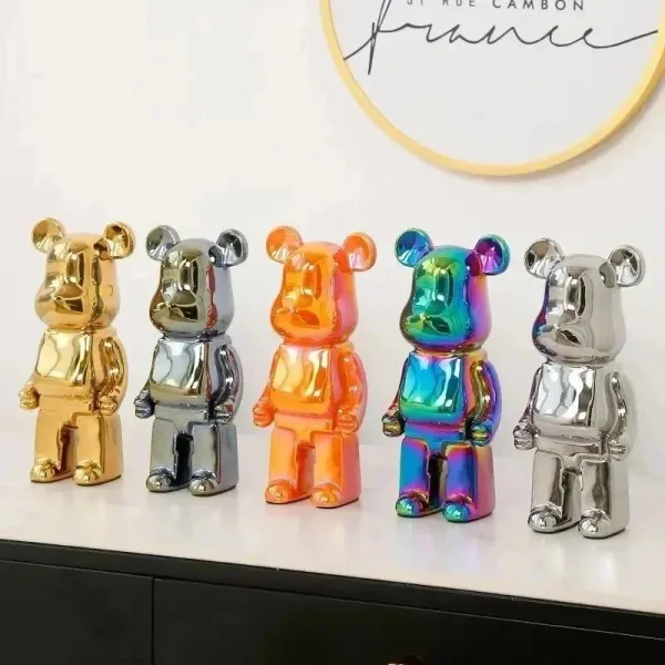 Bearbrick Gold Ceramic Figurine Decorative Sculpture - 2