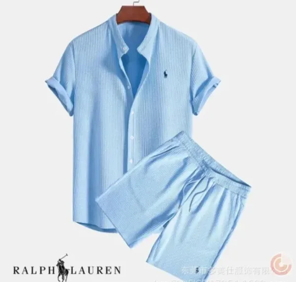 Ralph Lauren Ribbed Short-Sleeve Shirt and Shorts Set Forest Green Casual Set - 5