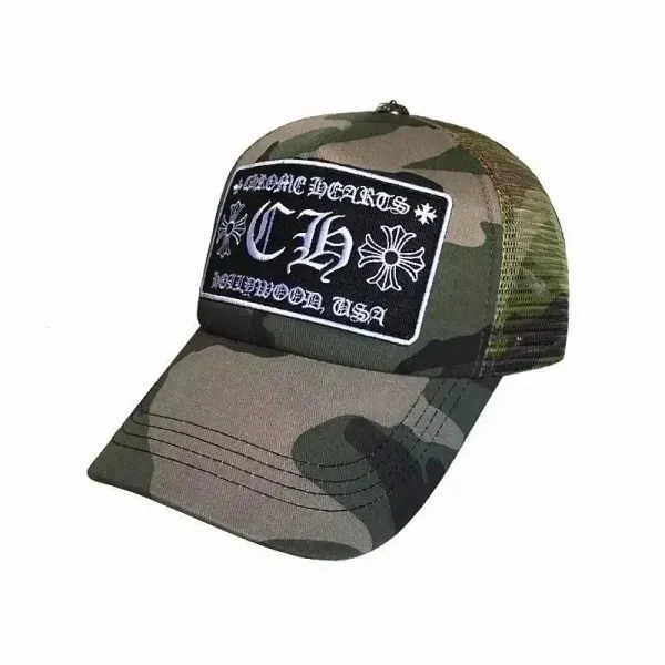 Chrome Hearts Camo Trucker Hat Army Green Baseball Cap - 1