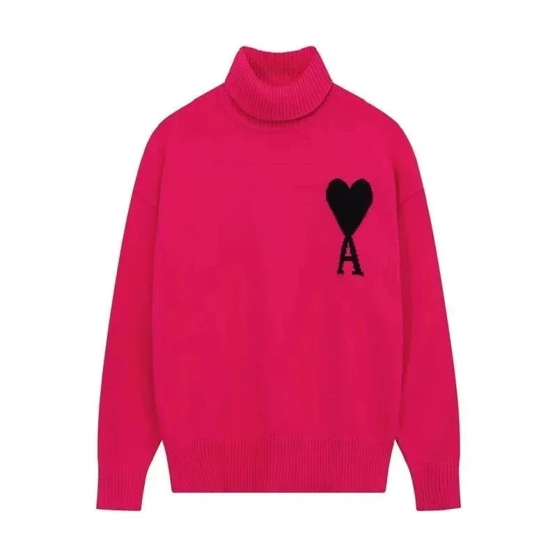 AMIIDM AMIIDM Heart Logo Turtleneck Sweater in Fuchsia Pink