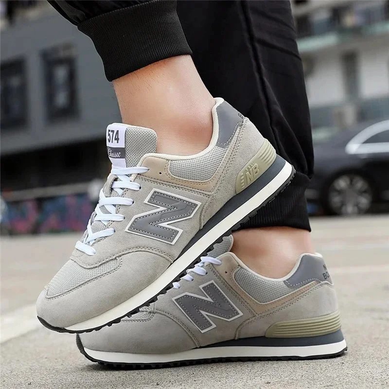 New Balance 574 Beige Navy Classic Sneakers