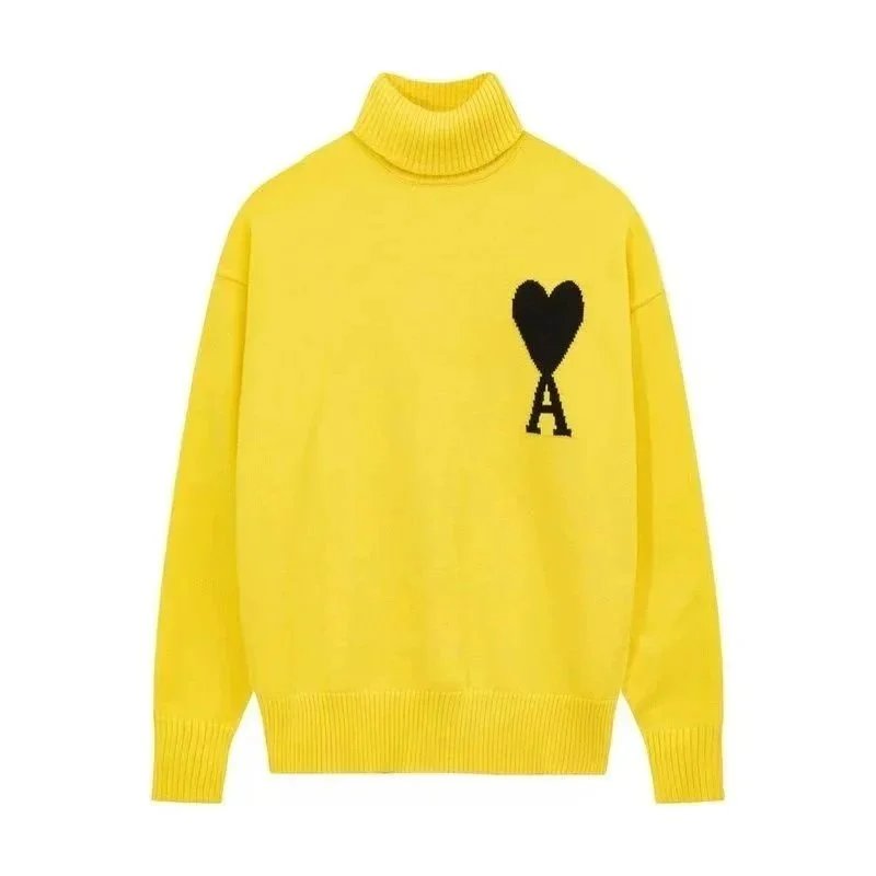 AMIIDM AMIIDM Yellow Turtleneck Sweater with Black Heart Logo Yellow
