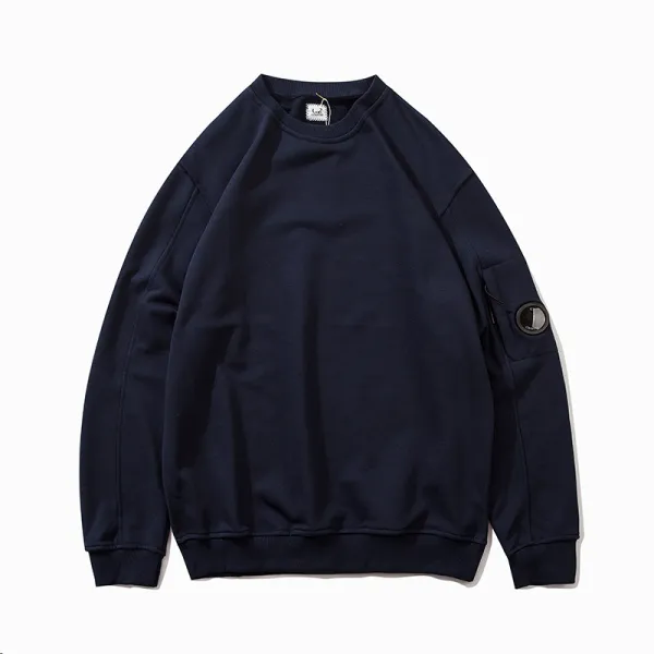 C.P. Company Light Blue Crewneck Sweatshirt with Lens Patch - 6