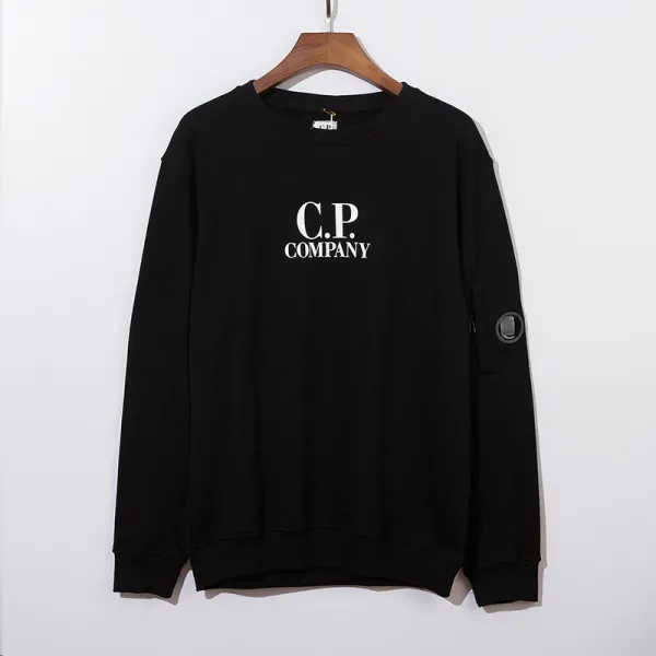 C.P. Company Light Blue Crewneck Sweatshirt with Lens Patch - 4