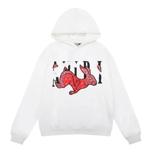 Amiri Bandana Rabbit Hoodie White - 1