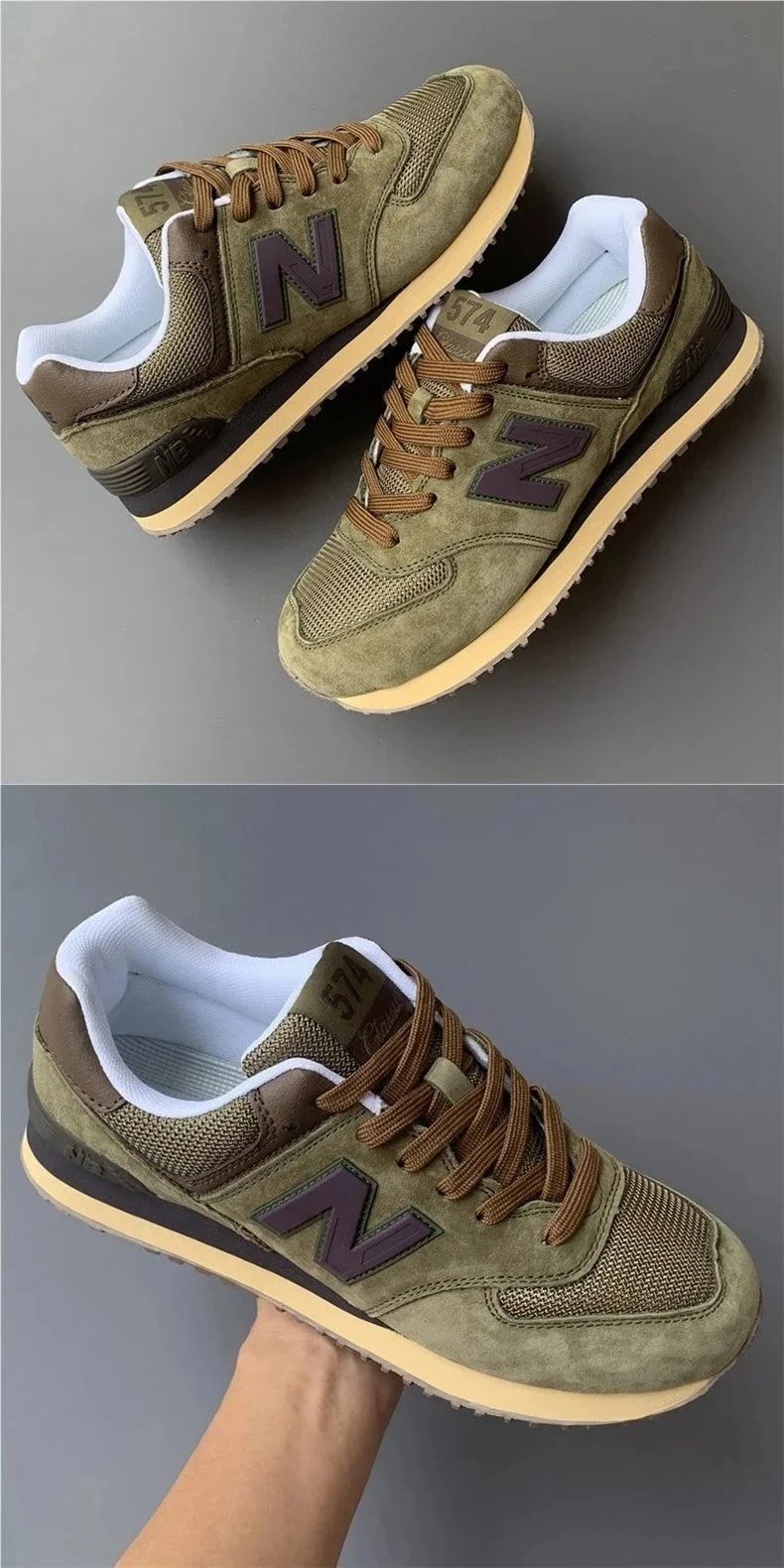 New Balance 574 Beige Burgundy Sneakers - 9