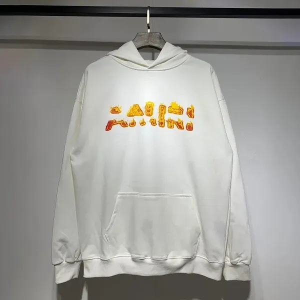 Design Flame Graphic Hoodie White - 1