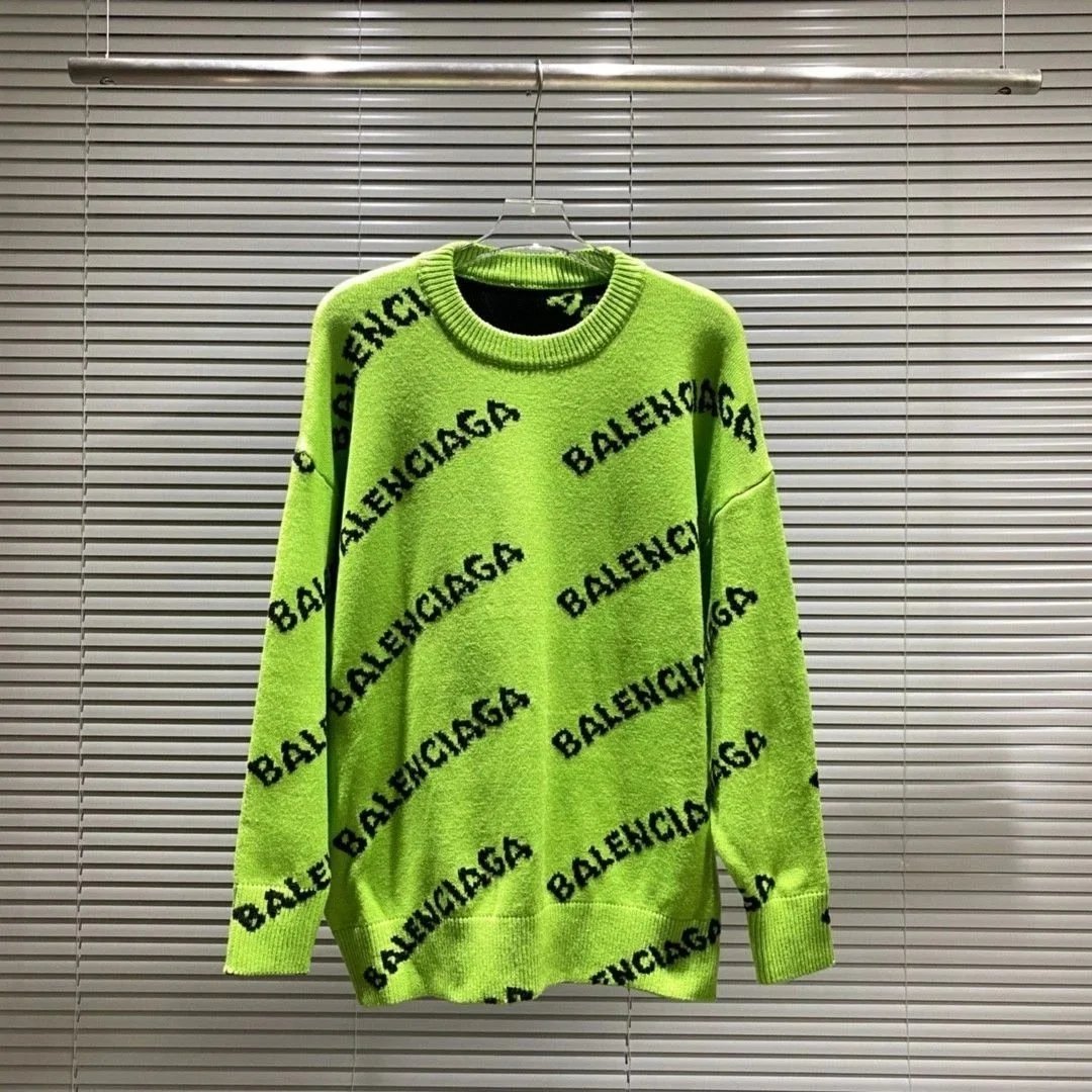 Balenciaga Logo Print Black Pink Crewneck Sweater