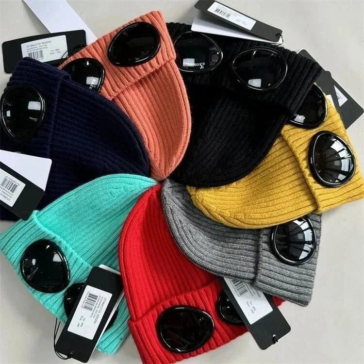 C.P. Company Colorful Knit Beanies with Goggle Design