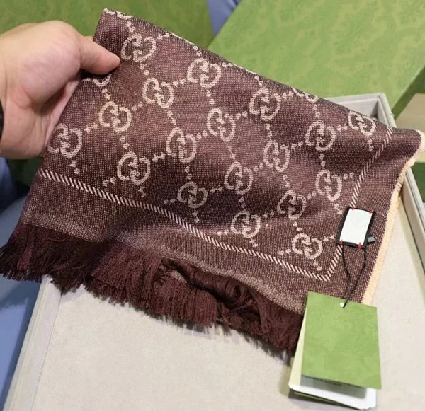 Gucci GG Marmont Cashmere Scarf Brown Scarves product listing in Litbuy spreadsheet finds