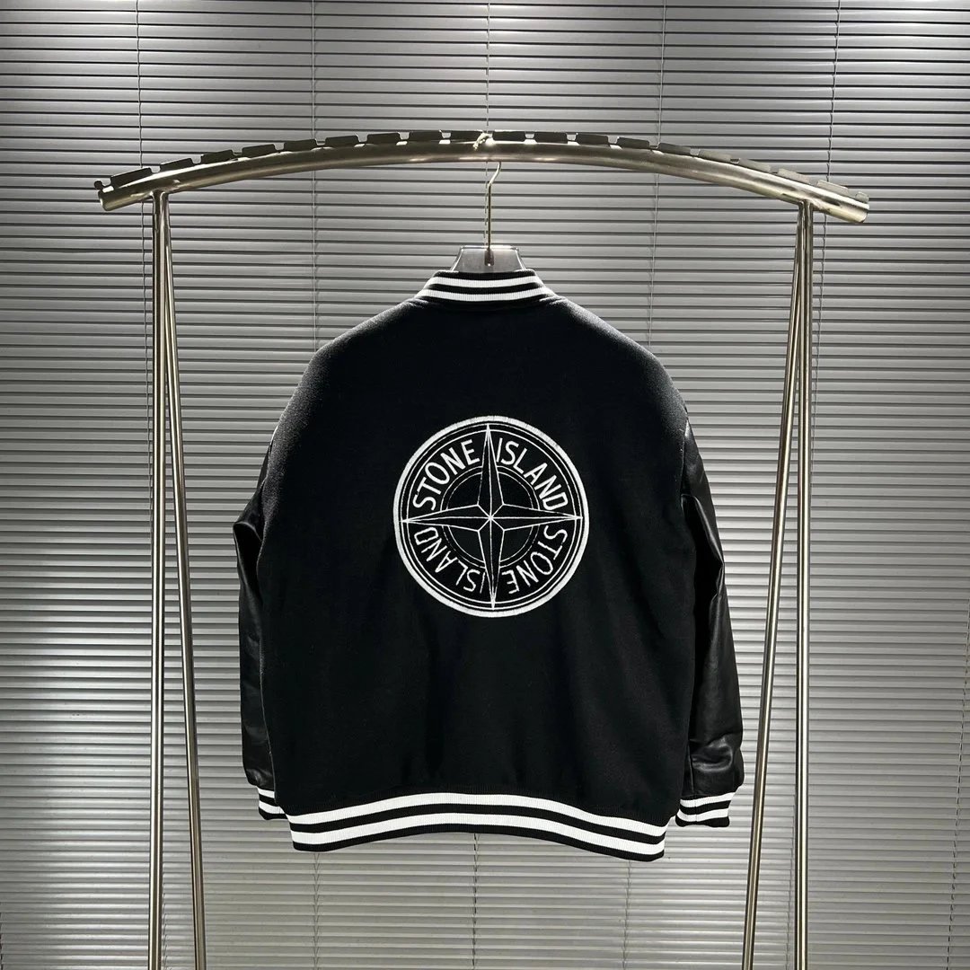 Stone Island Varsity Jacket Black White Casual