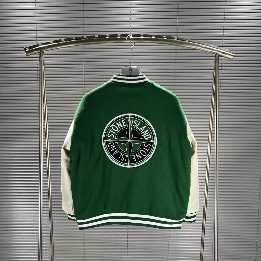 Stone Island Varsity Jacket Black White Casual