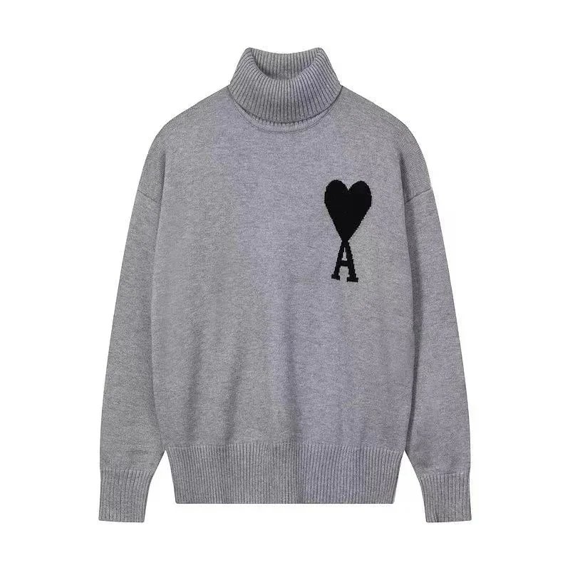 AMIIDM AMIIDM Heart Logo Grey Turtleneck Sweater Grey