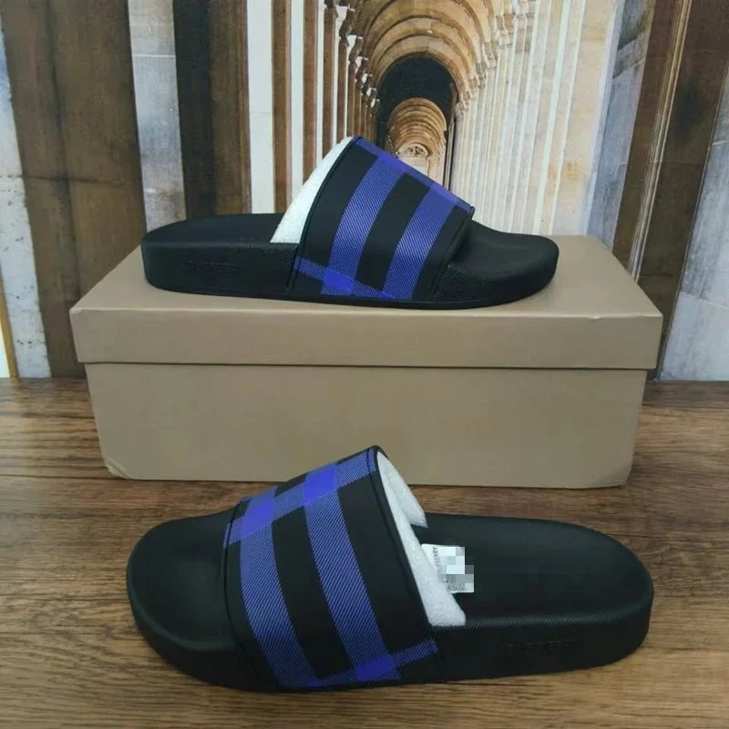 Burberry Check Slide Sandals Brown - 10