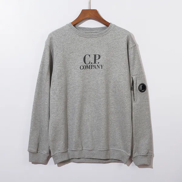 C.P. Company Light Blue Crewneck Sweatshirt with Lens Patch - 5