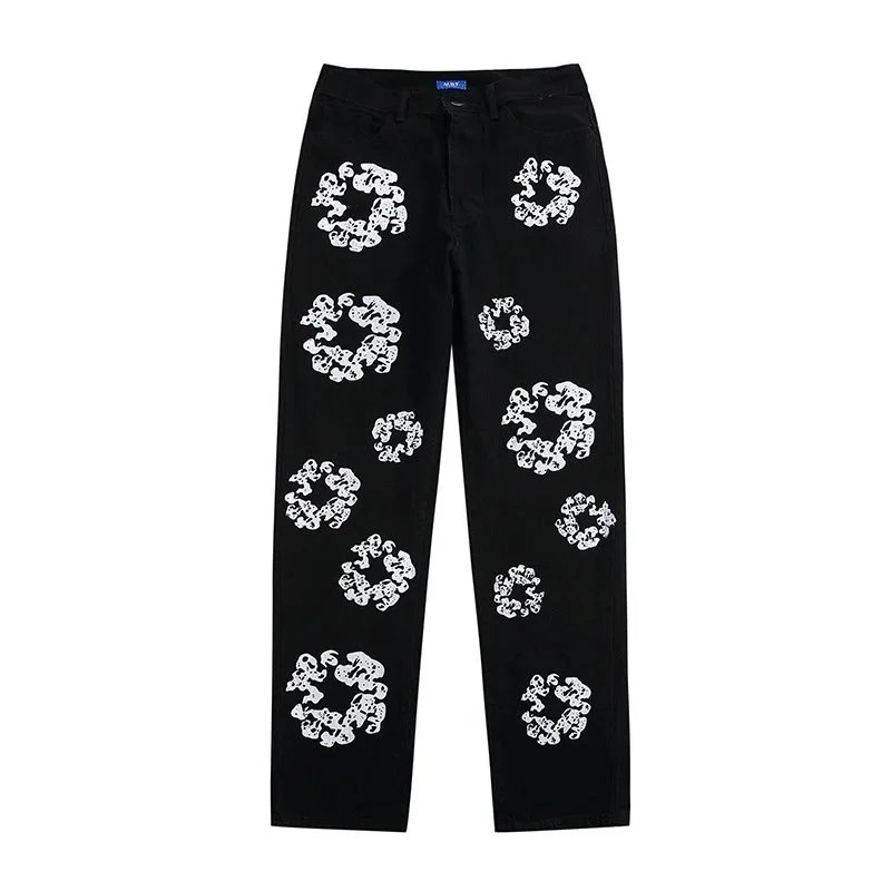 Other Black Cloud Print Jeans with White Pattern Black