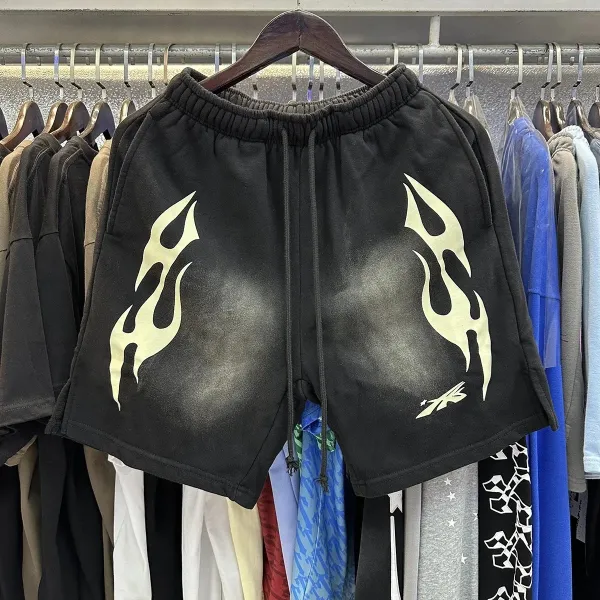 Asics Flame Graphic Sweat Shorts Black - 1