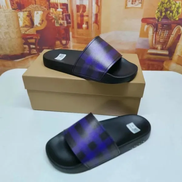 Burberry Check Slide Sandals Purple-Black - 1