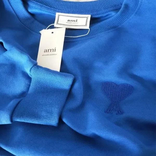 Ami Paris Heart Logo Crewneck Sweatshirt Blue - 9