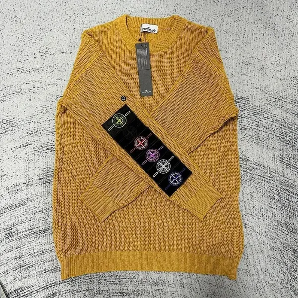 Stone Island Ribbed Knit Sweater Mustard Yellow - 1