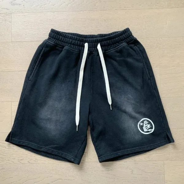 A Bathing Ape × Unknown Collaborator Washed Black Sweat Shorts - 1