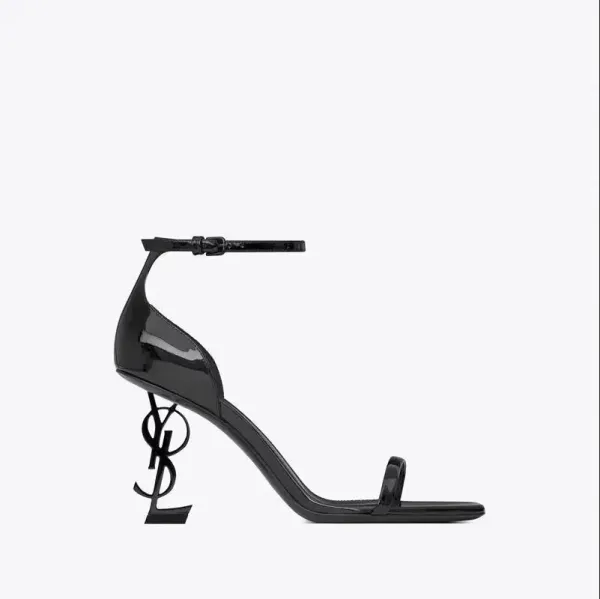Saint Laurent Tribute Y-Heel Black Patent Leather Sandals - 3