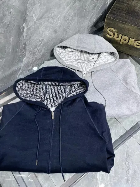 Dior Oblique Hoodie Navy Blue Zip-Up Hoodie - 8